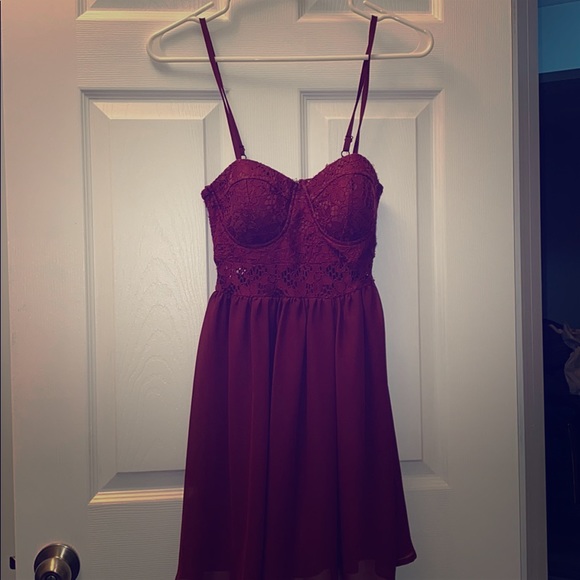 Material Girl Dresses & Skirts - Burgundy skater fit dress